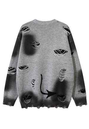 Devil cat sweater Gothic jumper black kitten knitted top