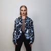 Thunder print jacket catwalk blazer utility going out bomber abstract print fancy dress varsity space pattern coat in black blue