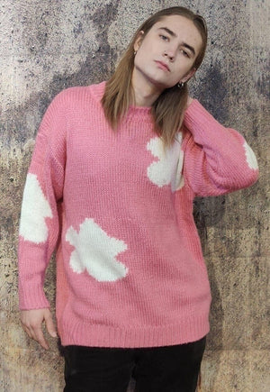 Daisy knitwear sweater floral knitted jumper in pastel pink