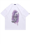 Mobile phone print t-shirt 90s graffiti tee retro top white