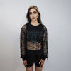 Transparent sequin top embellished mesh sweatshirt sheer blouse grunge catwalk jumper party see-through top festival glitter tee black