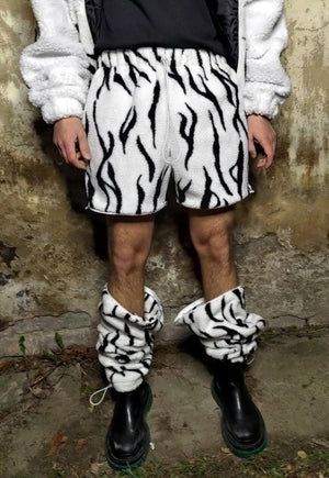 Zebra fleece joggers handmade detachable gothic overalls