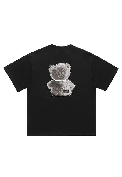 Teddy bear print t-shirt grunge tee x-ray top in black