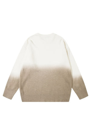 Gradient sweater knitted tie-dye jumper abstract top cream