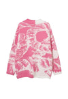 Mountain print cardigan fuzzy jumper fluffy grunge top pink