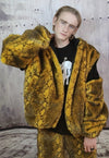 Snake bomber handmade python fleece jacket in acid yellow