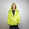 Luminous faux fur coat neon green trench oversize lemon jacket festival overcoat fluorescent peacoat rave bomber psychedelic party fleece