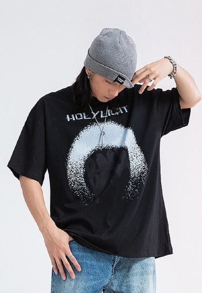 Aura print t-shirt Holy slogan tee Gothic grunge top black