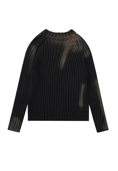 Tie-dye sweater oil wash jumper knit striped retro top black