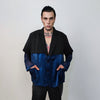 Transparent blazer see-through jacket going out coat fancy dress bomber catwalk blazer sheer glam rocker top satin varsity in blue black