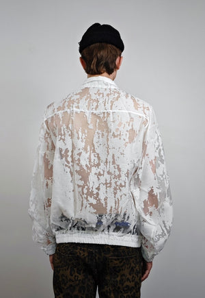 Transparent bomber white party jacket going out rave varsity