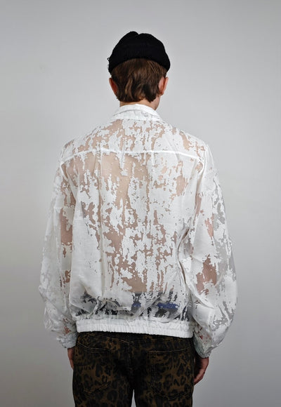 Transparent bomber white party jacket going out rave varsity