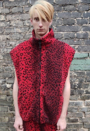 Leopard fleece bomber handmade animal tie-dye 2 in 1 jacket