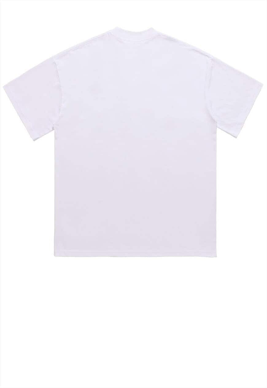 Chair print t-shirt grunge tee retro raver top in white