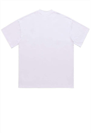 Chair print t-shirt grunge tee retro raver top in white