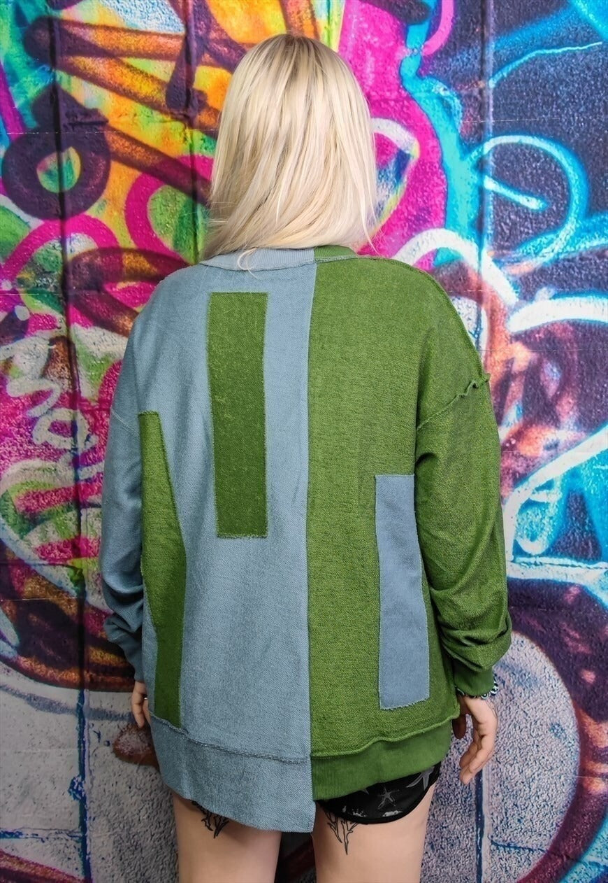 Reworked stitch sweater y2k contrast patch knitwear jumper