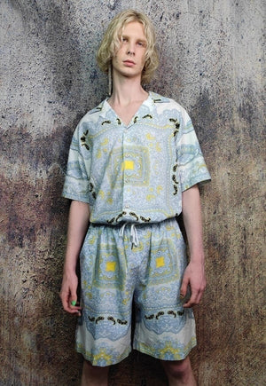 Baroque shorts paisley print crop board pants white yellow