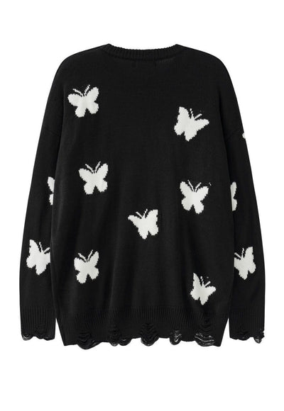 Butterfly sweater psychedelic jumper knitted rave top black