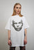 Cyberpunk t-shirt futuristic skinhead print top in white