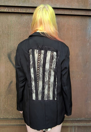 Transparent mesh blazer in black see through jacket coat