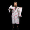 Cow print long coat hooded spot trench fluffy rave bomber detachable fleece festival removable sleeves burning man jacket pastel pink