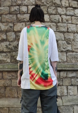 Tropical t-shirt tie dye acid fluorescent tee rave top green