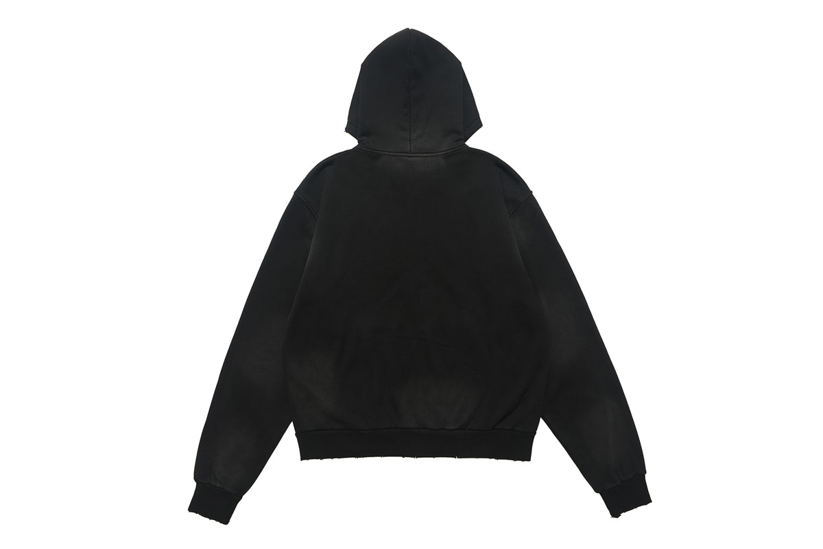 Rocker hoodie retro band pullover grunge gorpcore jumper in black