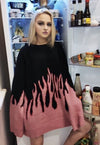 Flame sweater premium fire knitwear jumper in pastel pink