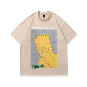 Vintage Bart Simpson t-shirt sad boy tee retro cartoon top in Beige