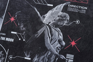 Cyberpunk t-shirt angel print tee futuristic grunge top in vintage grey