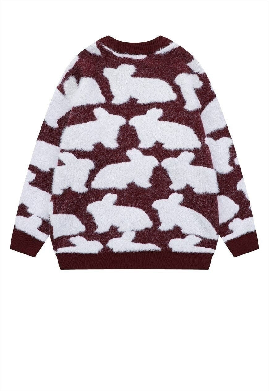 Fluffy sweater knitted rabbit jumper distressed punk top