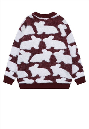 Fluffy sweater knitted rabbit jumper distressed punk top