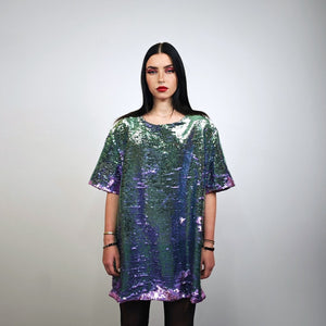 Purple sequin top colour changing t-shirt dress Eras pullover shiny luminous going jumper party pullover embellished lavender haze tee