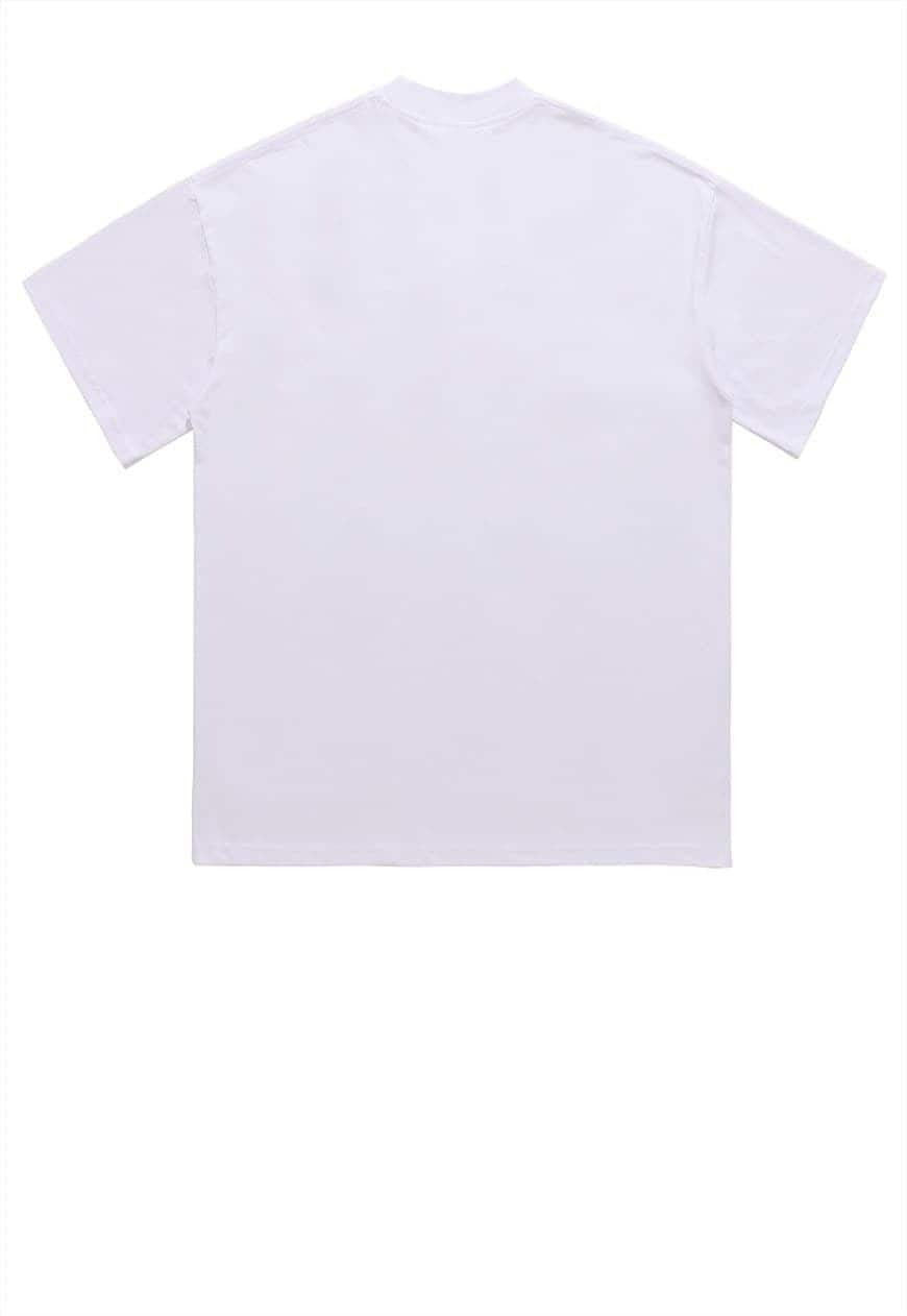 Greed t-shirt grunge tee retro slogan raver top in white