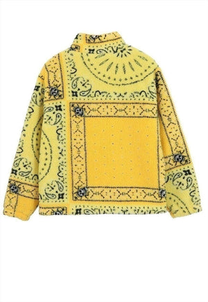 Paisley fleece jacket bandana bomber jacket bright yellow