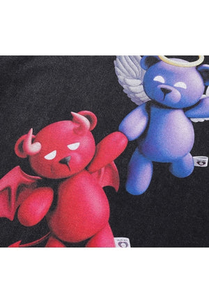 Angel devil T-shirt teddy bear cartoon top grunge top grey