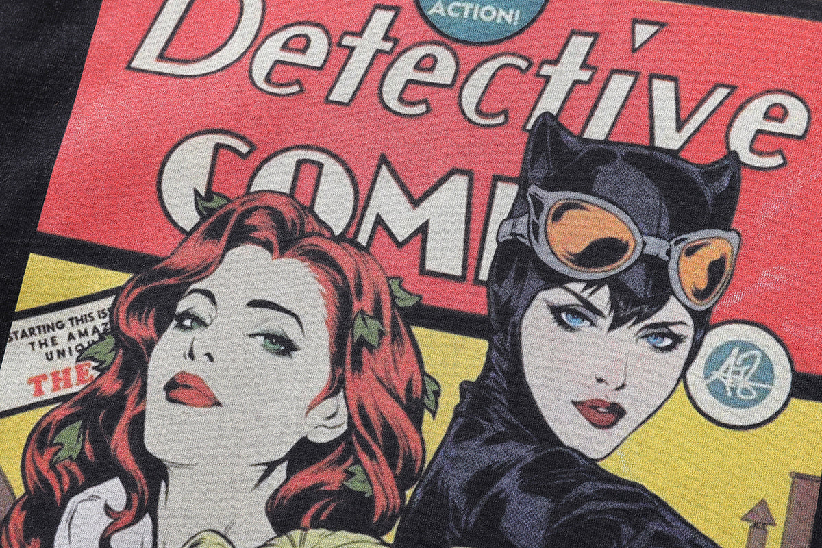 Retro comics t-shirt girl power tee old poster top in vintage grey