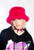 Festival faux fur bucket hat fluffy neon hat rave cap pink