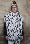 Gothic fleece bomber 2 in1 detachable handmade zebra jacket