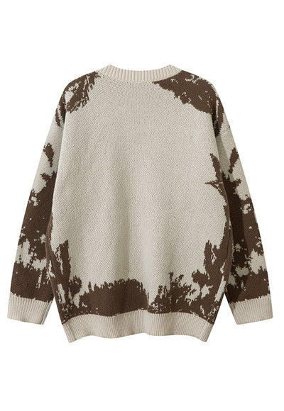 Abstract sweater cream rocker jumper retro knitted top