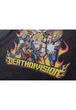 Anime t-shirt old dragon ball Z long tee retro top acid grey