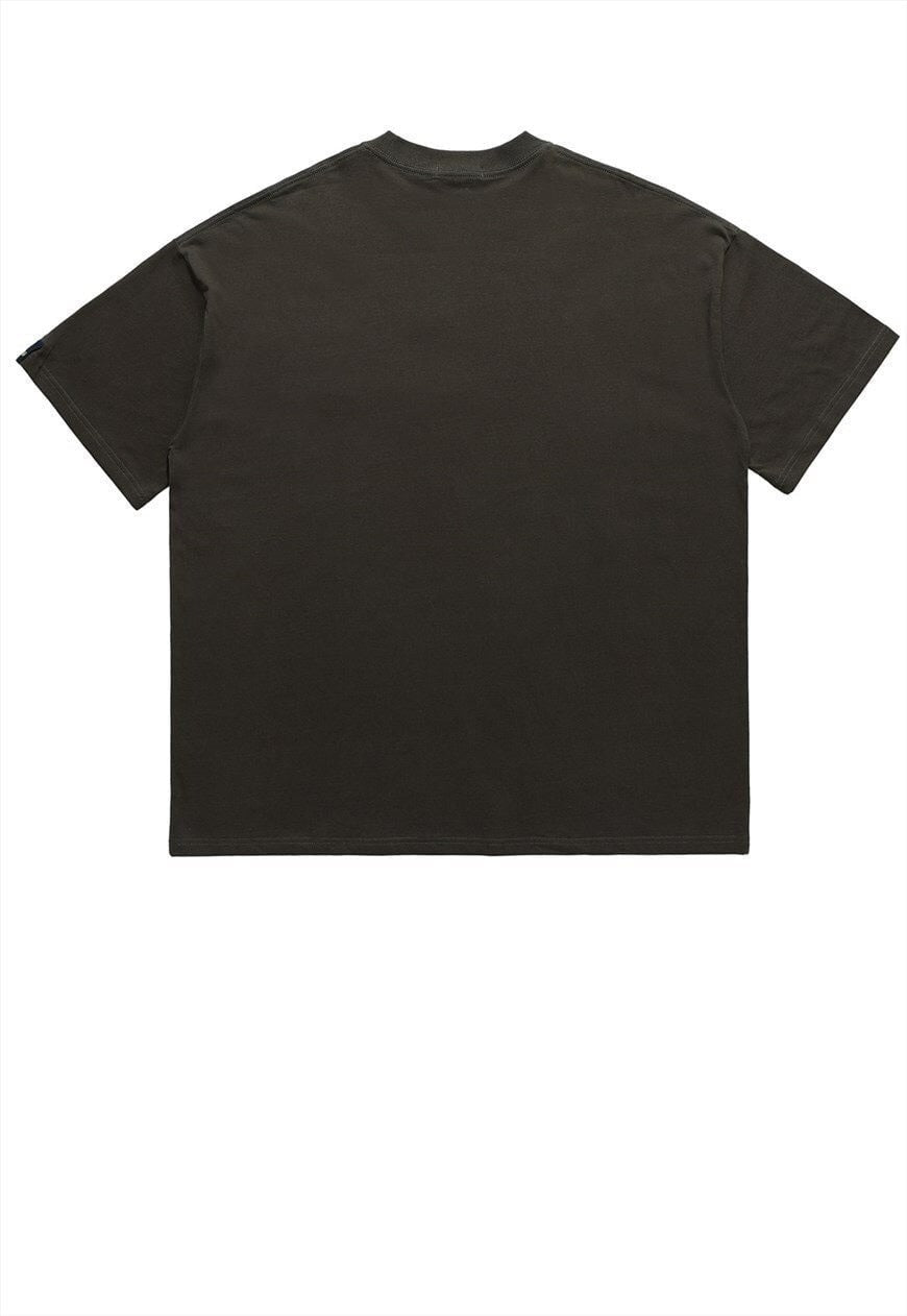 Mask print t-shirt old horror movie tee grunge top in grey