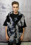 Tie-dye fleece coat handmade 2in1 gradient trench jacket