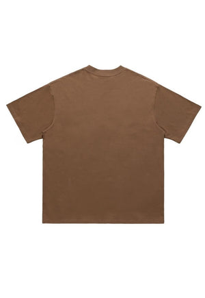 Surfer t-shirt tattoo print tee grunge sea top in brown