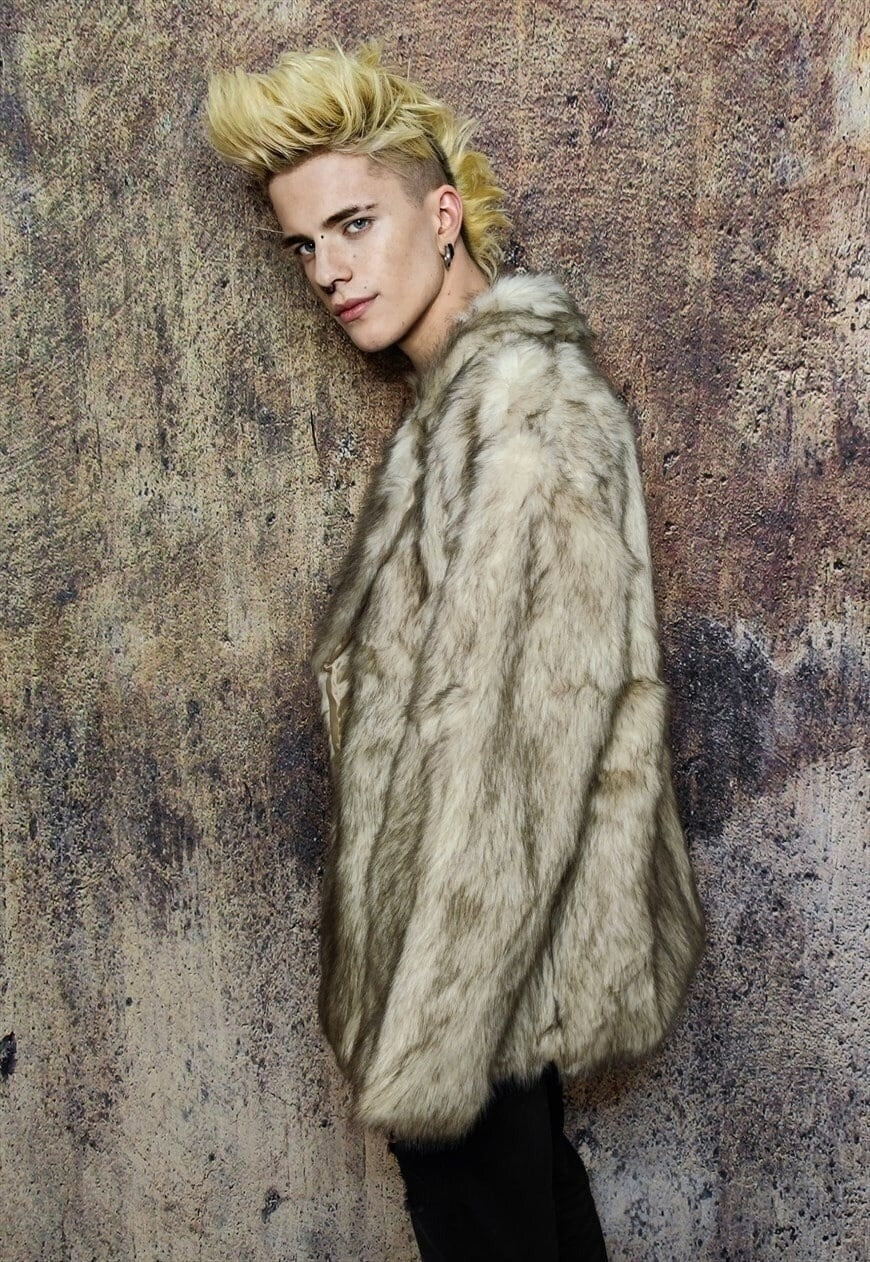 Long hair faux fur coat store