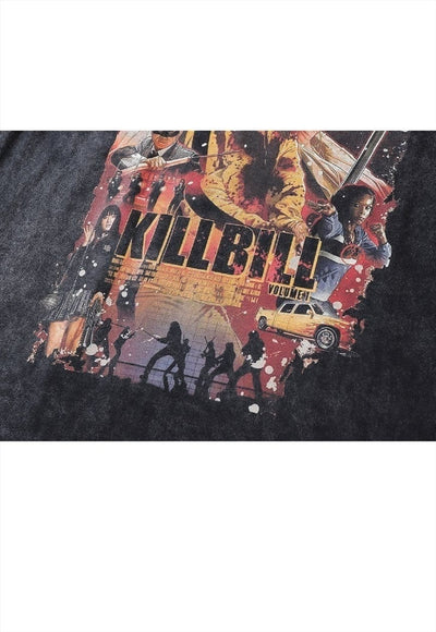 Retro movie t-shirt Y2K Kill Bill tee vintage top in grey