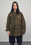 Leopard denim shirt green animal print jean blouse punk top