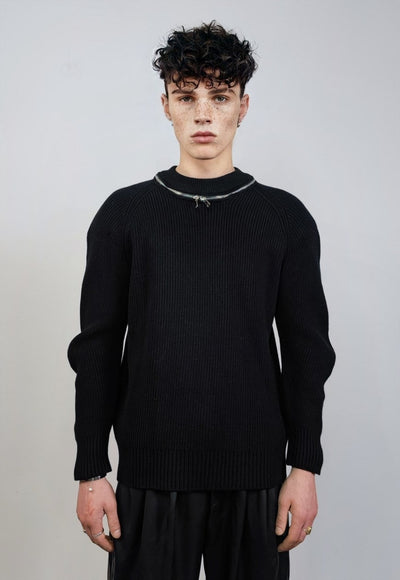 Gothic sweater in black catwalk jumper knitted going out top