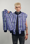 Zebra stripe varsity jacket geometric reversible 4in1 bomber