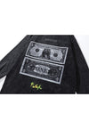 Money print t-shirt old dollar tee retro top in acid black